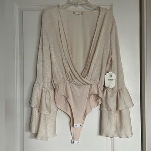 Altar’d State Tan Bodysuit Blouse